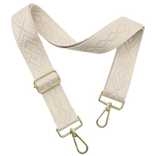 Axelremsväskor för handväskor Breda axelremsväskor Justerbar ersättningsbroderad handväskrem för handväskor Gold Hardware-beige