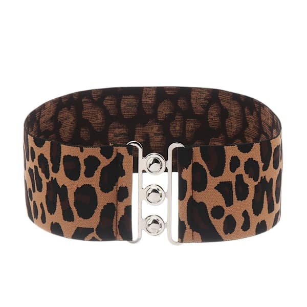 Brett Elastiskt Bälte Metallspänne Midjeband LEOPARDMÖNSTER leopardtryck leopard print
