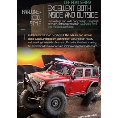 1/16 RC Crawler, 4WD Full Proporsjonal Rock Crawler LED-lys Rød Red