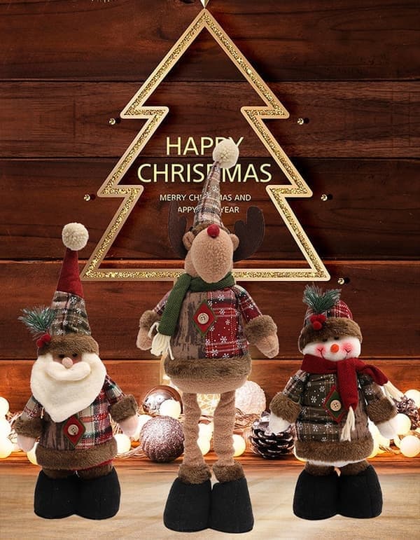 Julplyschdockset med utdragbara ben, tomte, ren, snögubbe, stil2 style2