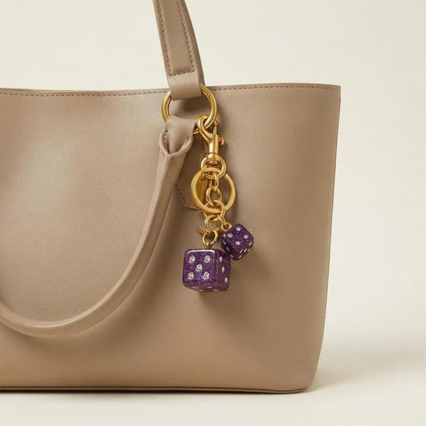 Väskberlock, söta handväskberlocker, väsktillbehörsberlocker, väskkedjor, handväskberlocker Purple-Dice