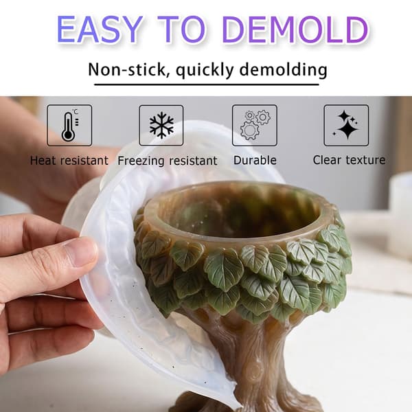 Træ silikoneform til epoxyharpiks håndværk sukkulent potteplante Tree Stump Resin Mold