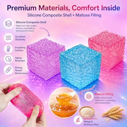 Stresskube Squishy Fidget, Blå Squishies Klemme Sensorisk Leketøy Sky Blue