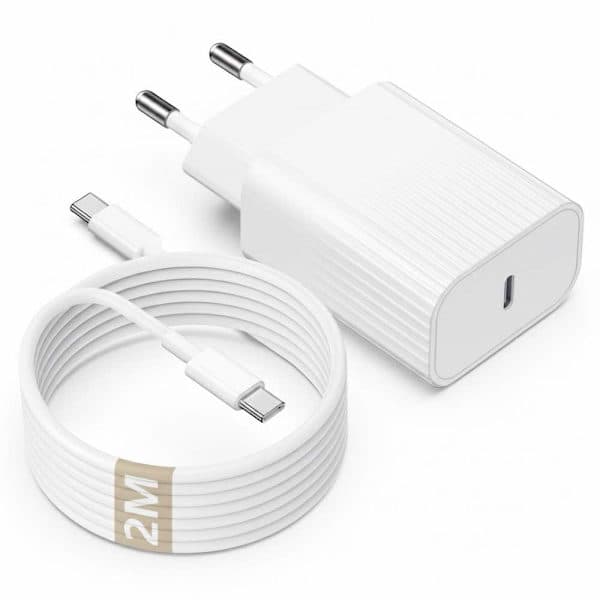 20W hurtiglader for Samsung, USB-C strømadapter med 2m 3A USB-C-kabel