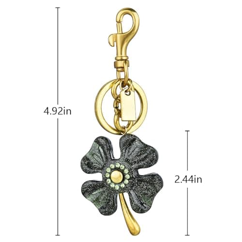 Väskberlock, söta handväskberlocker, väsktillbehörsberlocker, väskkedjor, handväskberlocker Four-leaf - Black