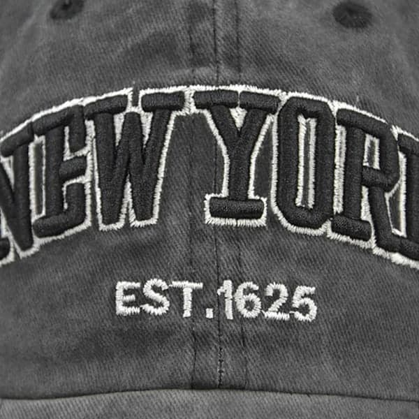 New York Broderi Baseball Caps Slitt Falmet Caps GRÅ grå grey