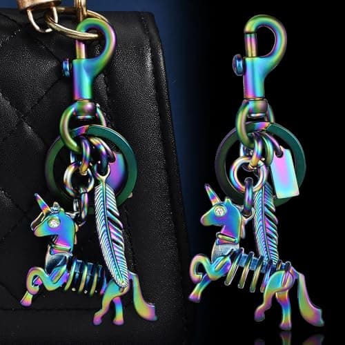 Väskberlock, söta handväskberlocker, väsktillbehörsberlocker, väskkedjor, handväskberlocker Unicorn-Iridescent