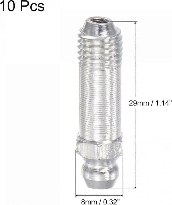 Lige smørenippel i stål M8 X 1 mm gevind hydraulisk smørenippel tilbehør, 10 stk.