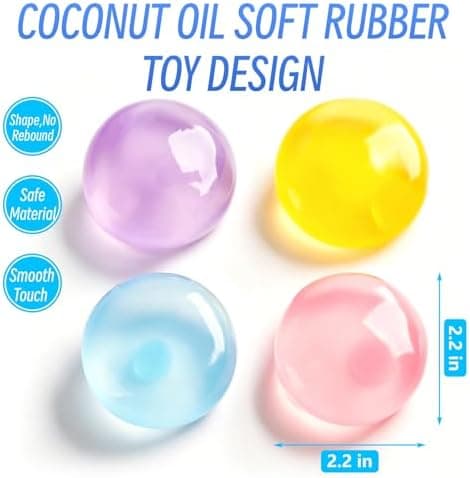 2 STK Kokosolie Squishy – Formbare Stressaflastningsbolde uden rebound, Sensorisk Fidget Legetøj til Studie, Arbejde og Afslapning, Beroligende Skrivebordsdekoration mod Angst Blue+pink