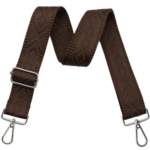Crossbody-stropper til punge Brede skuldertaskestropper Justerbar erstatningsbroderet pungstrop til håndtasker Silver Hardware-brown