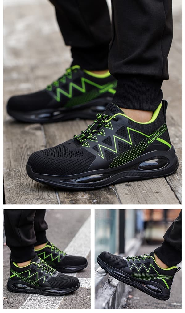 Arbejdssko til mænd og kvinder, komfortable og lette arbejdssneakers, ventilationssikkerhed med stålkappe grøn 41 green 41