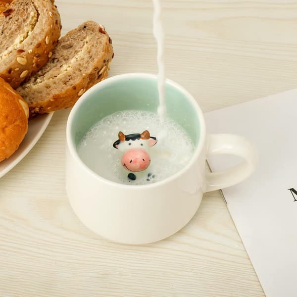 Søt kumugge, 3D dyrekeramikk kaffe-/tekopp, perfekt som konfirmasjonsgave, bursdagsgave