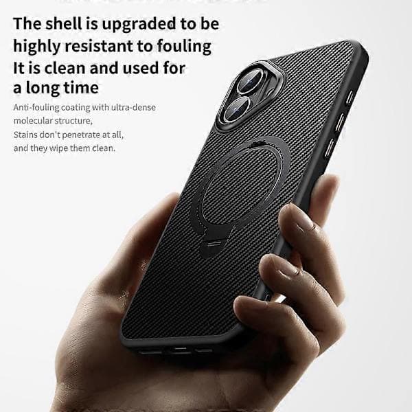 Magnetisk deksel med ringholder og stativ for iPhone 16 Plus, PC+TPU, Støtsikkert telefondeksel