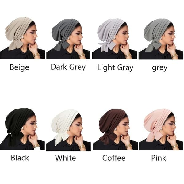 Muslimsk hijab-mössa turban kemo-mössa för kvinnor, ljusgrå light grey