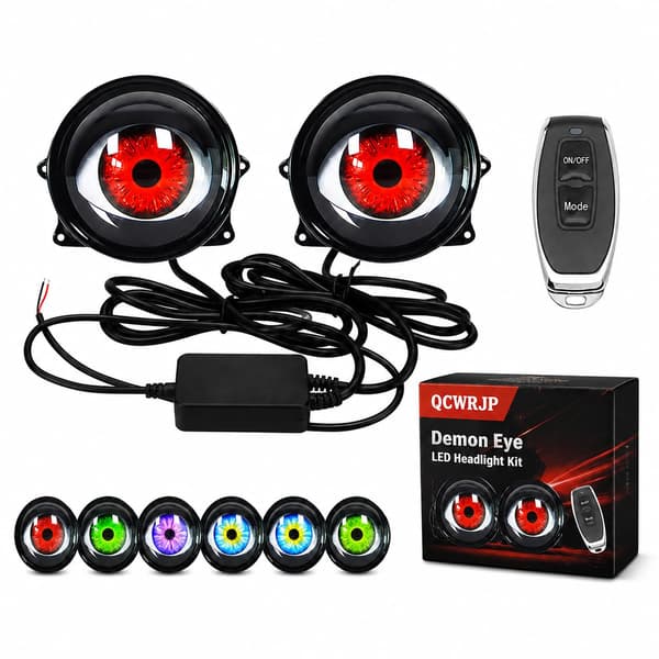 Demon Eye -ajovalot, 6 tilaa, yleiskaukosäädin, LED-autosarja 2PCS