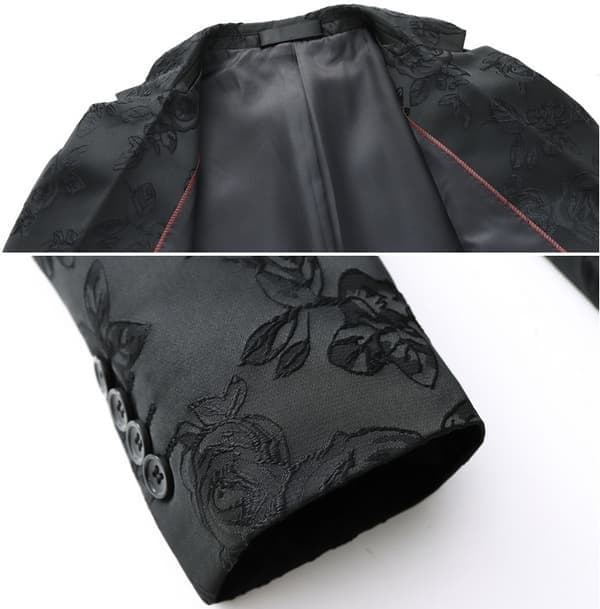 Smokingjacka för män med rosor, broderad kostymjacka, storlek 2XL 2XL
