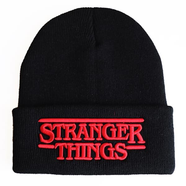Stranger Things: Alfabet brodert strikket lue, strikket lue, luer, hettehatt grå tredimensjonal, grå tredimensjonal Grey three-dimensional