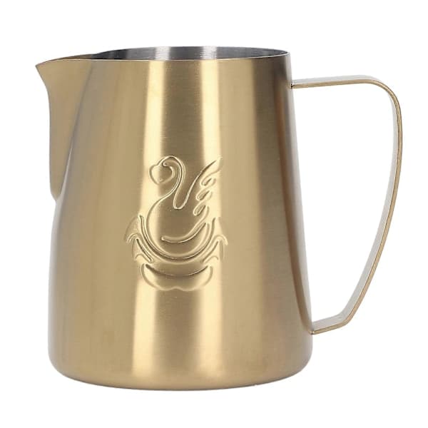 304 mælkeskummer i rustfrit stål 420 ml med strømlinet design og olecranon tud - guld