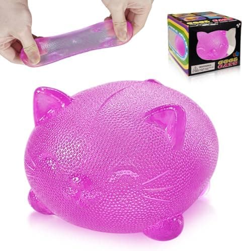 Taba Cat Squishy Fidget Leksaker, Lila Långsamt Stigande Squishy Klämleksak Purple