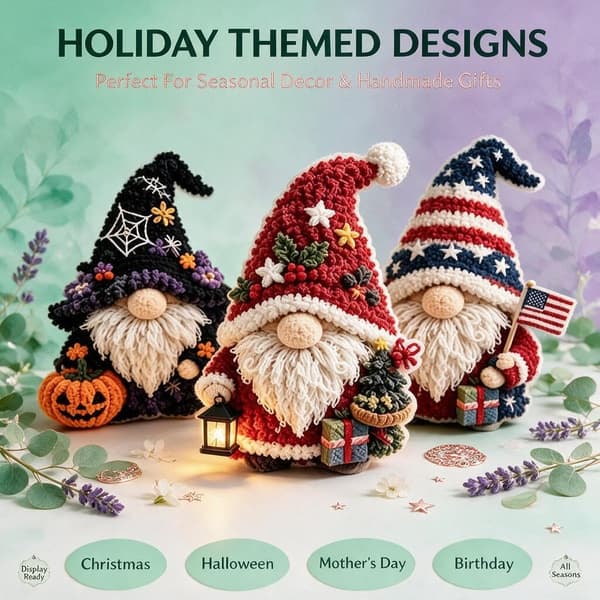 YILCER Tomte 3D Tygstickskit, DIY Sagobok Tomtevänner Punch Needle Hantverksset, 3D Jul Tygstickskit, Vinter Jul Postman