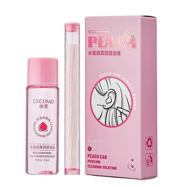 60X Pierced Ear Cleaning Set Peach Ear Piercing Cleaning Holes Solution