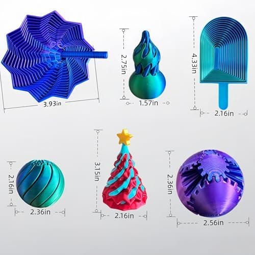 7 st 3D-printade fidget-leksaker, stjärnsprial sensorisk skrivbordsleksak