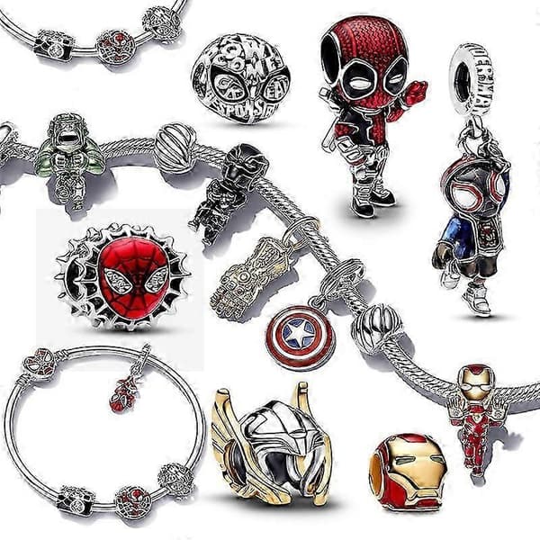 Hotsælgende ny charm Marvel 925 sterlingsølv charm Spider-Man armbånd Spider-Man charm perle DIY kvinders smykkegave WSD008