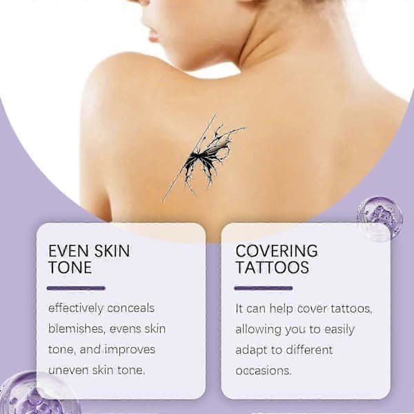 Full Coverage Perfector & Borste, Full Coverage Skin Perfector, Långvarig Täckande Smink för Tatueringar, Flytande Foundation för Ben & Kropp 1