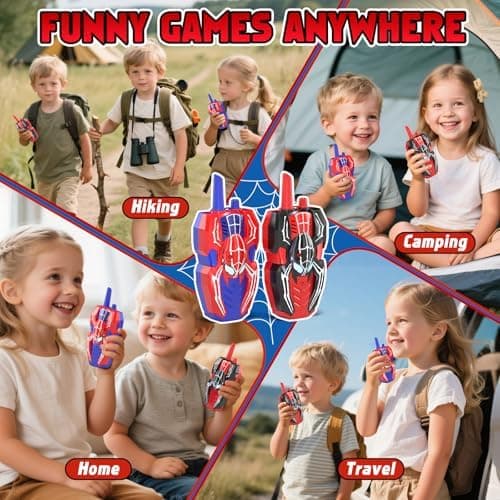 2-pakning Walkie Talkies for barn, edderkopp-leketøy bursdagsgave til gutt 3-8 år 2 Pack