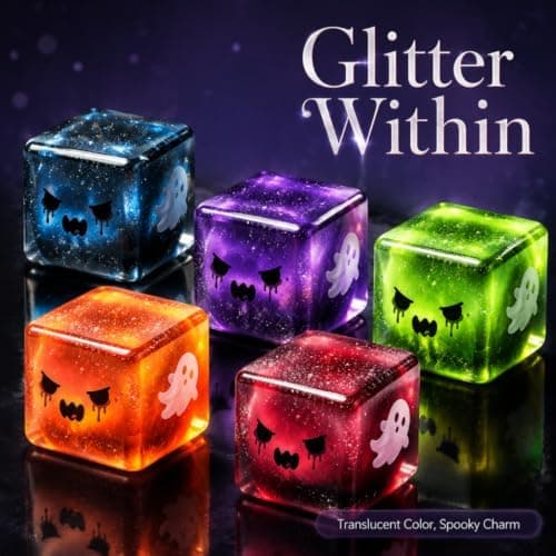 Halloween Squishy Cube, Glitter Spøgelse Fidget Legetøj, 2,17 Tommer
