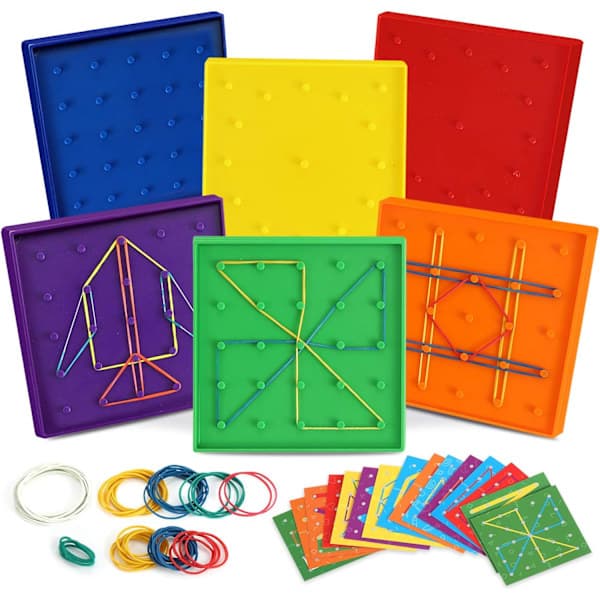 6-pak dobbeltsidet Geoboard matematik manipulerende materiale Array Block Geo Board, pædagogisk legetøj til børn