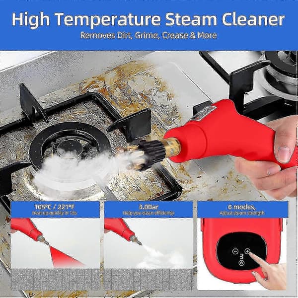 Damprenser til hjemmet 2500W højtryk 1100ml kraftig Red EU Plug