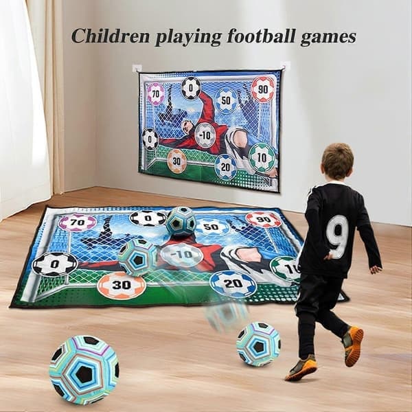 Fodboldspil til børn Fodboldspilsæt til drenge Indendørs fodboldmåtte med målområder Træning, Blå Blue A