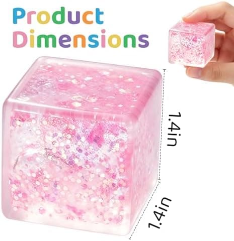 6-pack isbit squishy stressbollar, glitter fidget cube klämleksaker för barn och vuxna, långsamt stigande glittriga sensoriska squish-block, festfavoriter,