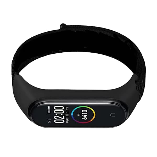 Nylon urrem til Xiaomi Mi Band 3/4/5/6/7 Sort Sort