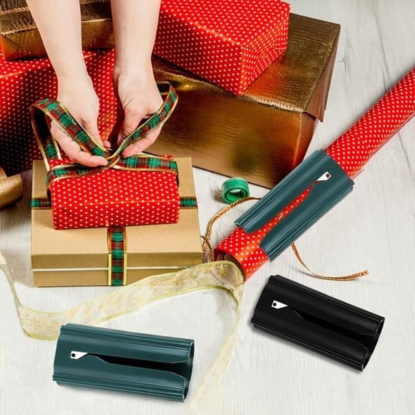 2 st pappersskärare för presentpapper, julklappspappershållare dispenser skärverktyg