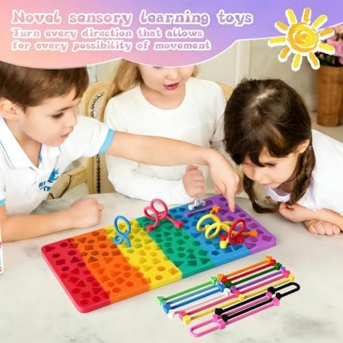 Sensorisk silikonbräda Fidget-leksak Barn ADHD Ångest 12 strängar Resväska Colorful