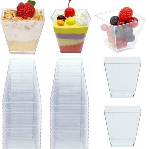 Plastglass for dessert 50 stk