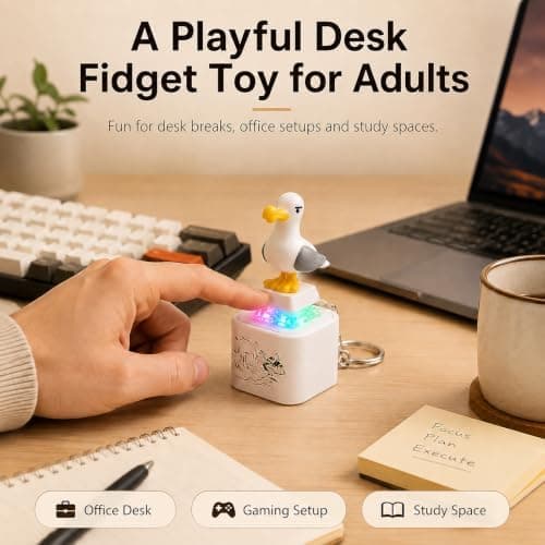 4-pak Måge Mine Knap Nøglering, LED Lyd Fidget Clicker
