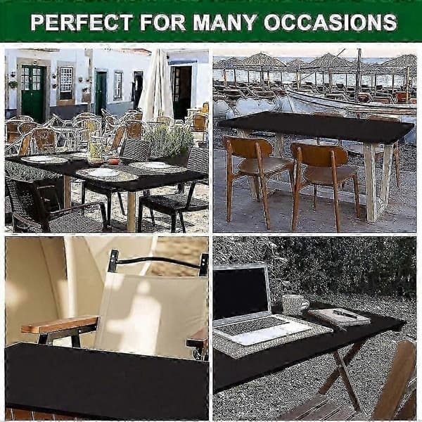 Rektangulær picnicteltdug vaskbar premium beskytter til foldbare terrasseborde (kun dug) black 120x58cm