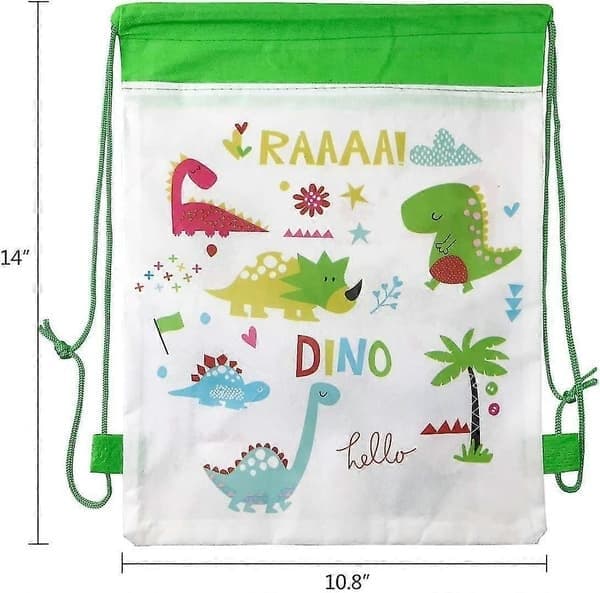 5-pakning dinosaur-snørepose festpose gavepose non-woven snøresekk for barn gutter jenter dinosaur-festgaver