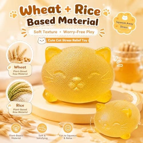 Kule katte-squishy-fidget-leker, gul Taba squishy katte-klemmeleke Yellow