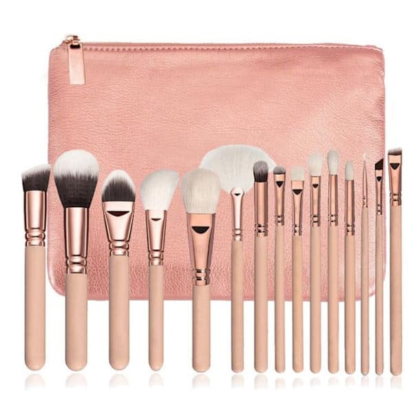 Professionelle makeupbørster 15 stk julegaver PINK