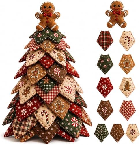 Atallit 2026 Nytt 3D DIY Quiltat Julgranskit Patchwork Hantverksset Gingerbread Man