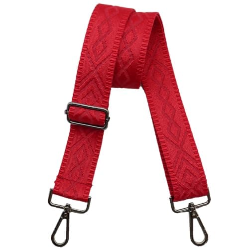 Axelremsväskor för handväskor Breda axelremsväskor Justerbar ersättningsbroderad handväskrem för handväskor Gunmetal Hardware-red