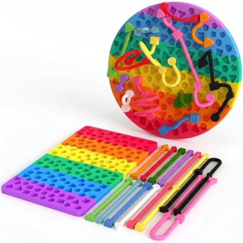 Sensorisk aktivitetsbræt, beroligende fidget-bræt i silikone til børn og voksne, sensorisk legetøj til udvikling af finmotorik, flere former Rainbow-rectangle+round(2 Set)