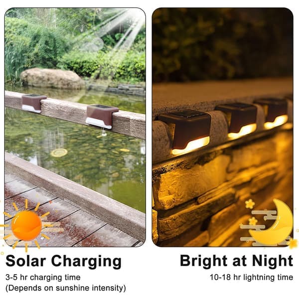 4-pak solcellebelysning til terrassedæk LED solcellebelysning til trin Vandtætte hegnslamper til udendørs trapper Hegn, størrelse varmt lys Warm Light