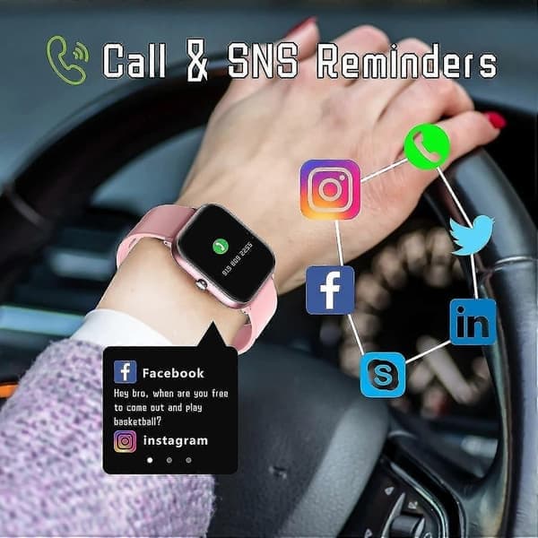 Smartklocka för Android-telefoner kompatibel med iPhone Samsung, hälso- och sportklocka unisex GPS ROSA