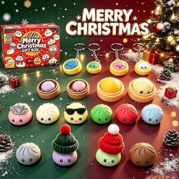 Jul Squishies Adventskalender 24 Dagar Överraskningsleksakslåda Julklapp, B B