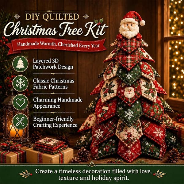 DIY Julequiltet Stofftre-sett | Julequilte-sett for nybegynnere Christmas D